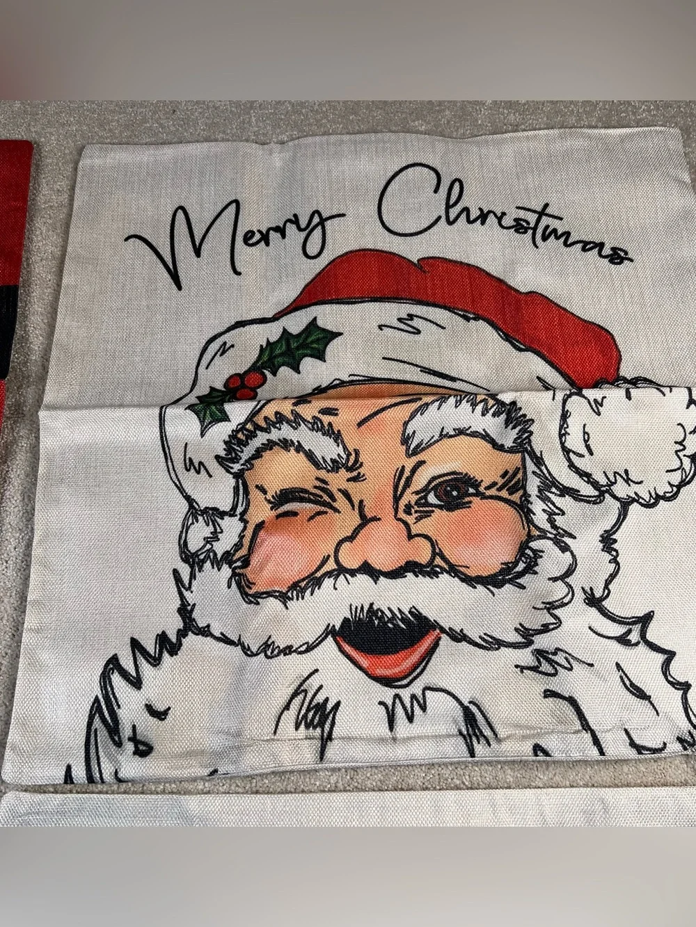 Christmas Pillow Covers Set of 4 Santa Grinch Woven